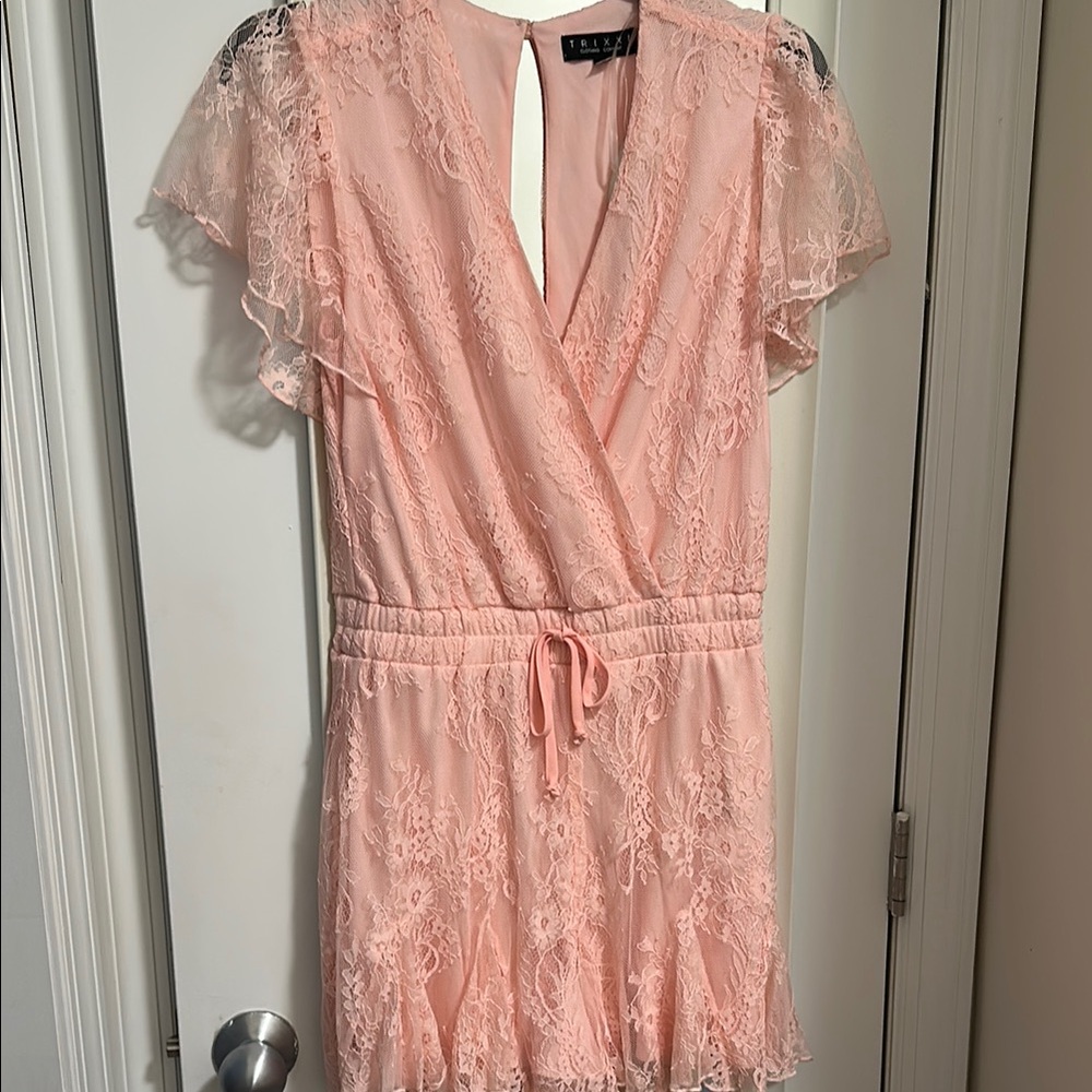 Elegant Pink Lace Romper by TRIXXL from Francesca’s NWT
